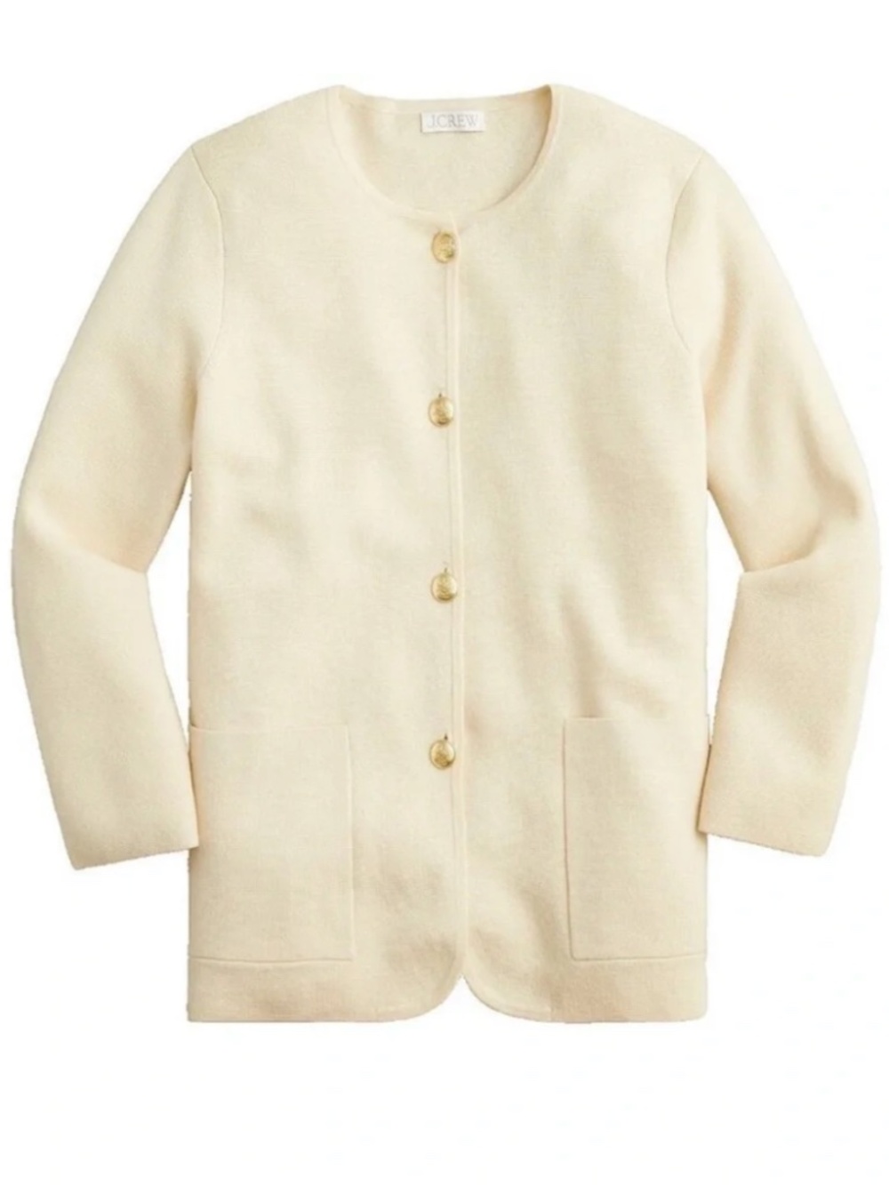 J. Crew Giselle Sweater Blazer / Lady Jacket in Cream with Gold Buttons - Picture 2 of 2
